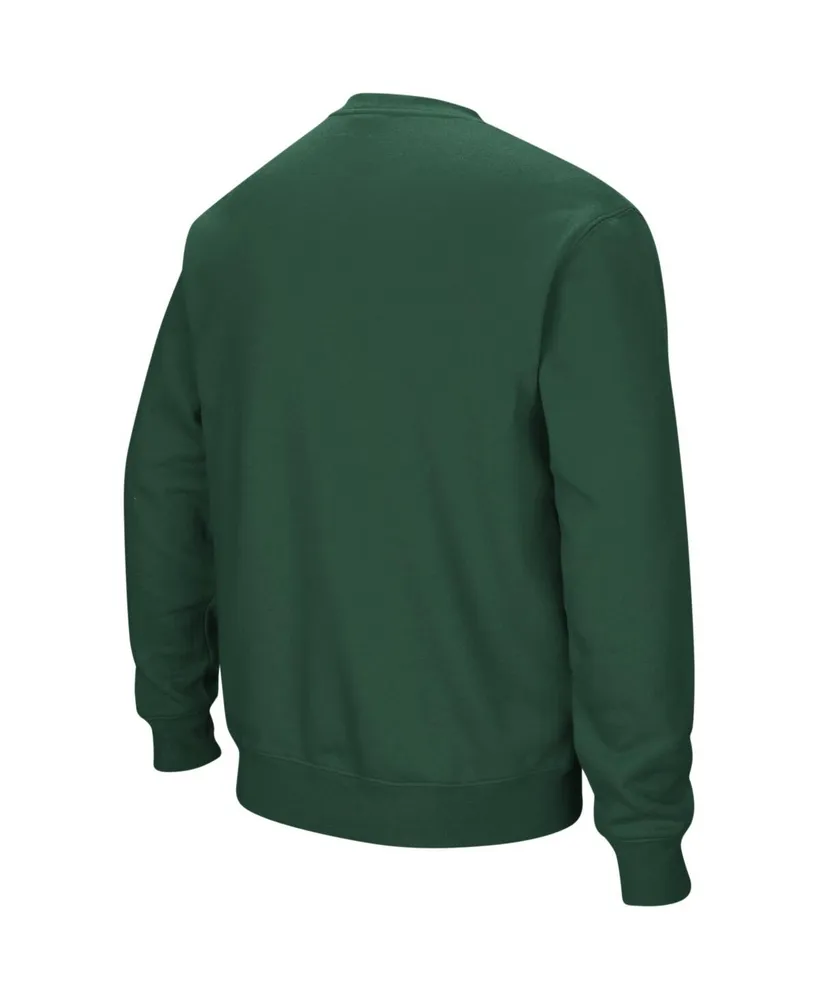 Men's Colosseum Green Colorado State Rams Arch and Logo Crew Neck Sweatshirt