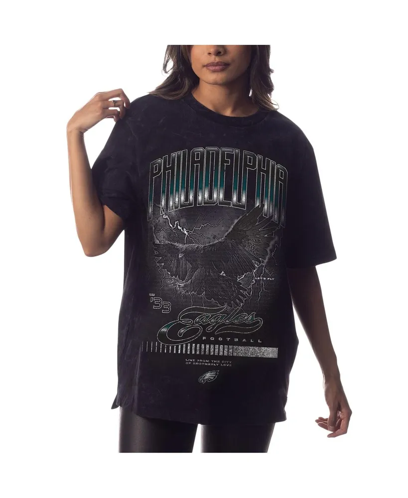 Men's and Women's The Wild Collective Black Distressed Philadelphia Eagles Tour Band T-shirt