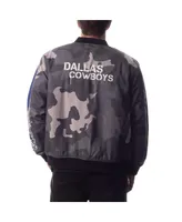 Men's and Women's The Wild Collective Gray Distressed Dallas Cowboys Camo Bomber Jacket