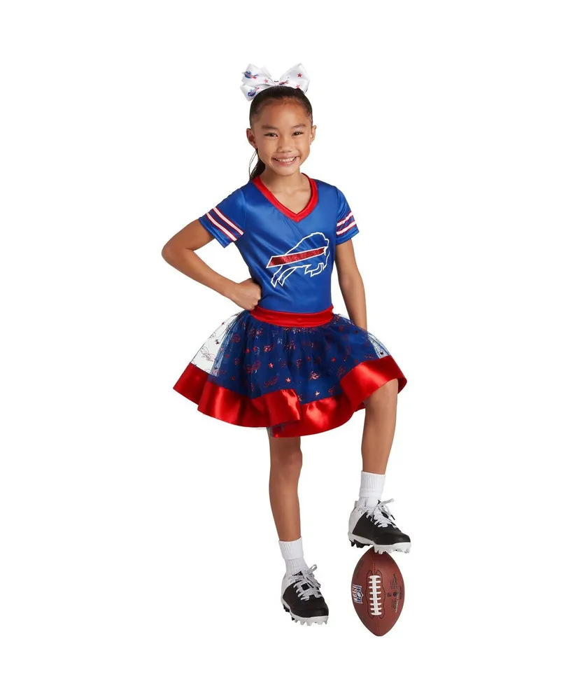 Girls Youth Royal Buffalo Bills Tutu Tailgate Game Day V-Neck Costume