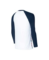 Men's Concepts Sport White, Navy New England Patriots Tinsel Raglan Long Sleeve T-shirt and Pants Sleep Set