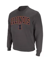 Men's Colosseum Charcoal Illinois Fighting Illini Arch and Logo Crew Neck Sweatshirt