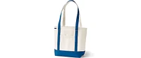 Lands' End Natural 5 Pocket Open Top Long Handle Canvas Tote Bag