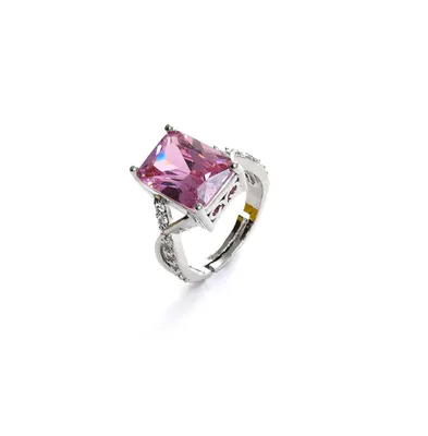 Sohi Women's Pink Crystal Cocktail Ring