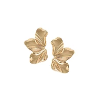 Sohi Women's Gold Metallic Flora Drop Earrings