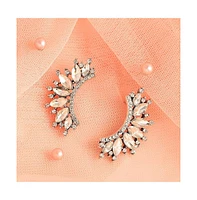 Sohi Women's Silver Embellished Curve Drop Earrings