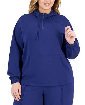 Id Ideology Plus Quarter Zip Hooded Sweatshirt, Created for Macy's