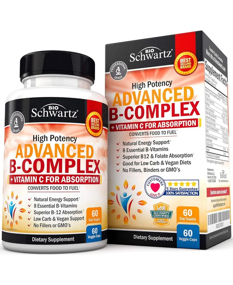 Bioschwartz Advanced B-Complex Capsules, Low Carb & Diet Support, Bioschwartz, 60ct