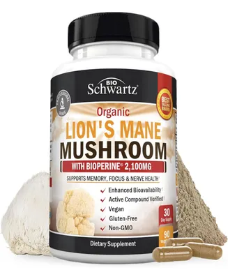 Organic Lions Mane Mushroom Supplement - 2,100mg