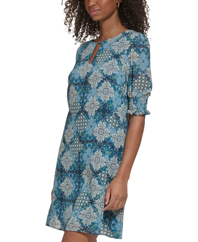 Jessica Howard Women's Printed Elbow-Sleeve A-Line Dress