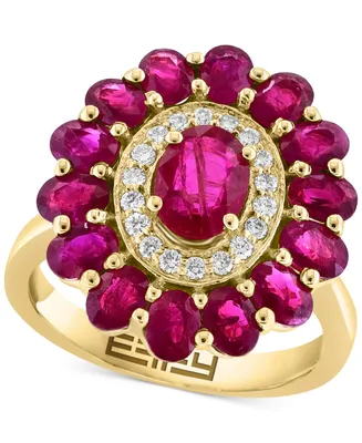 Effy Ruby (4-1/3 ct. t.w.) & Diamond (1/5 ct. t.w.) Flower Ring in 14k Gold