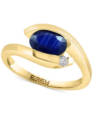 Effy Sapphire (1-3/8 ct. t.w.) & Diamond (1/20 ct. t.w.) Statement Ring in 14k Gold
