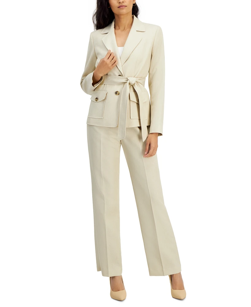 Women's Belted Safari Jacket and Kate Pants, Regular & Petite Sizes