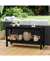 55" Outdoor Patio Hdpe Adirondack 2-Tier Shelf Console Table