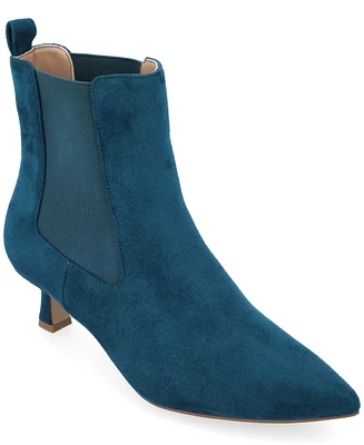 Journee Collection Women's Tenlee Wide Width Pointed Toe Kitten Heel Dress Booties