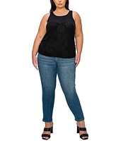 Coin 1804 Plus Size Dragon Print Mesh Side Ruched Tank Top