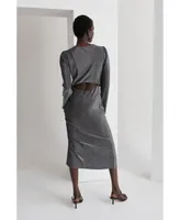 Women's Amora Front Twist Sparkle Knit Midi Dress