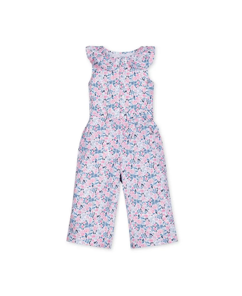 Hope & Henry Girls' Sleeveless Round Collar Button Front Jumpsuit