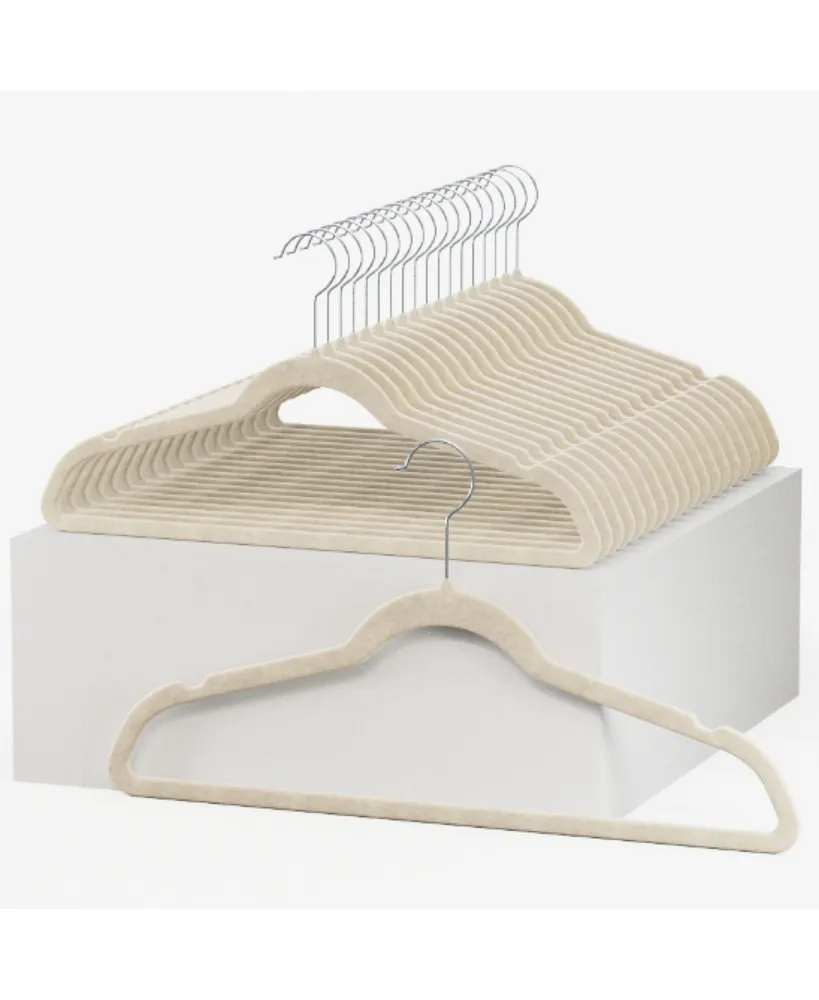 Honey-Can-Do Ultra Thin Non-Slip Velvet Hangers, 50-Pack, Ivory