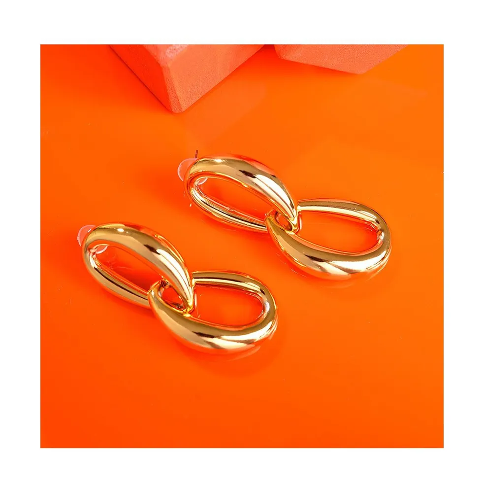 Sohi Women's Gold Chain-link Drop Earrings