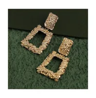 Sohi Women's Gold Textured Geometric Drop Earrings