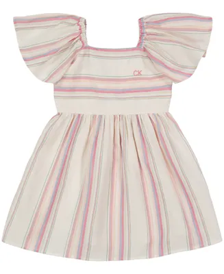 Calvin Klein Little Girls Lurex Stripe Fit-and-Flare Dress