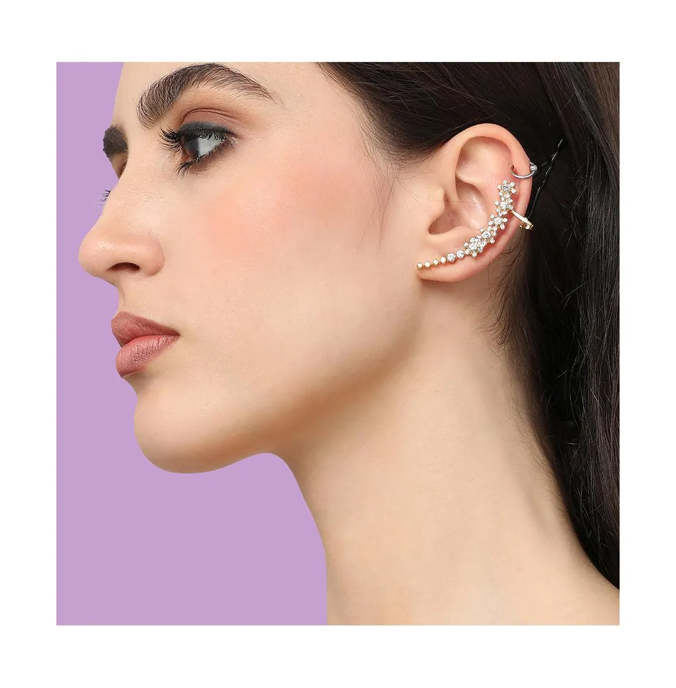 Sohi Women's Silver Embellished Ear cuff