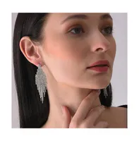 Sohi Women's Silver Bling Cluster Drop Earrings