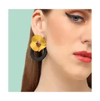 Sohi Women's Circular Flora Drop Earrings