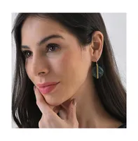 Sohi Women's Green Textured Circular Drop Earrings