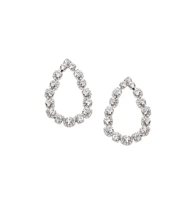 Sohi Women's Silver Bling Teardrop Earrings