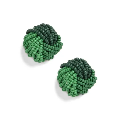 Sohi Women's Green Beaded Twist Stud Earrings