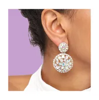 Sohi Women's White Embellished Circular Drop Earrings