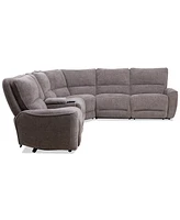Closeout! Deklyn 129" 6-Pc. Zero Gravity Fabric Sectional with 2 Power Recliners & 1 Console, Created for Macy's