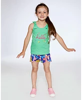 Girl Organic Cotton Tank Top With Print Spring Green - Child