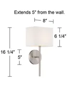 Favre au Modern Wall Sconce Lighting Brushed Nickel Silver Hardwired 16 1/4" High Fixture Rectangular Linen Shade Bedroom Bedside Living Room Home Hal