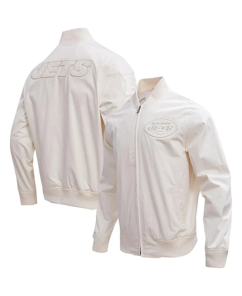 Men's Pro Standard Cream New York Jets Neutral Full-Zip Jacket