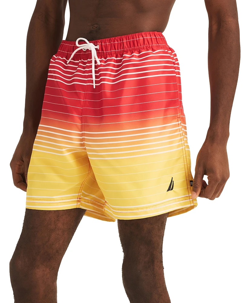 Nautica Men's Ombre Stripe Full Elastic 6" Swim Trunks