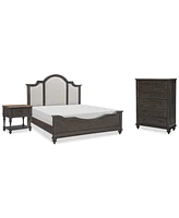 Mandeville 3pc Bedroom Set (Upholstered Queen Bed + Drawer Chest 1-Drawer Nightstand)