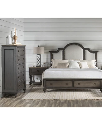 Mandeville 3pc Bedroom Set (Upholstered Queen Storage Bed + Drawer Chest 1-Drawer Nightstand)