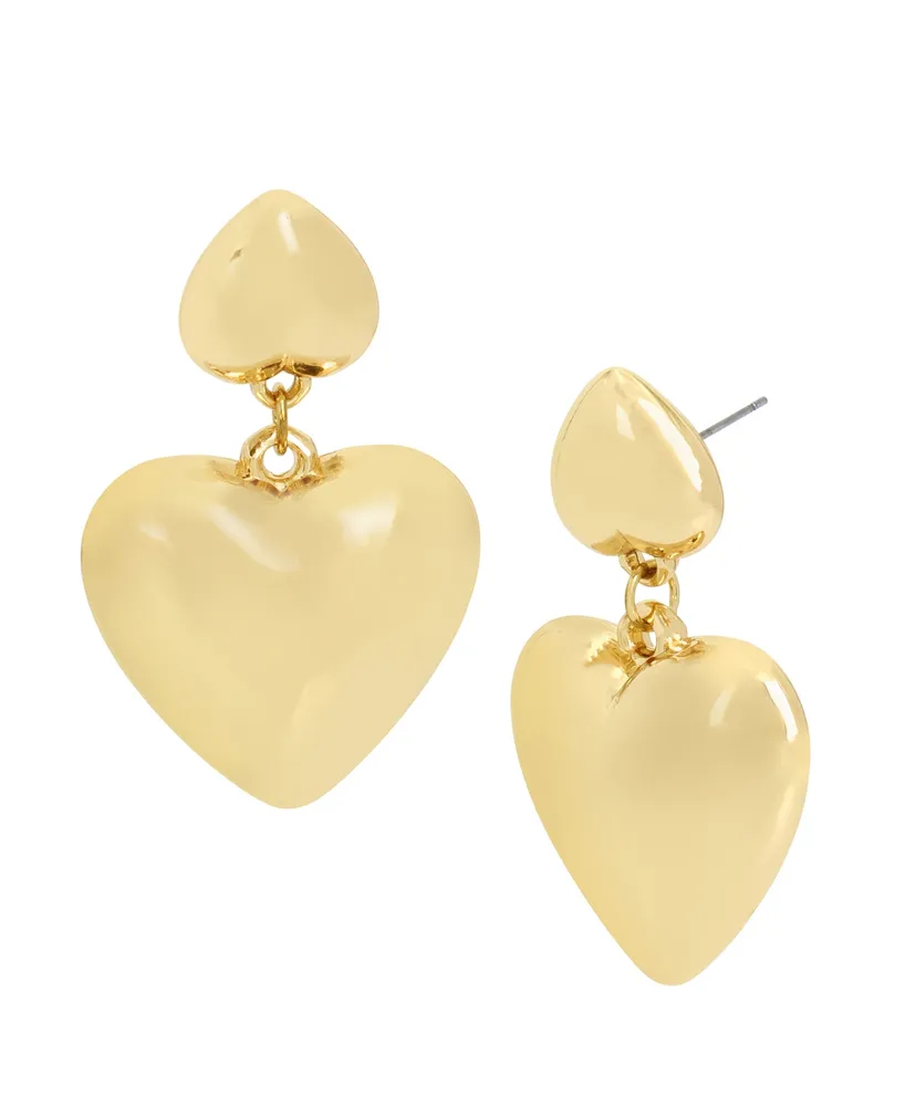 Steve Madden Puffy Heart Drop Earrings