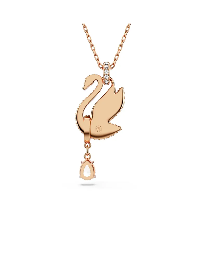 Swarovski Swan, Black, Rose Gold-Tone Iconic Swan Pendant Necklace