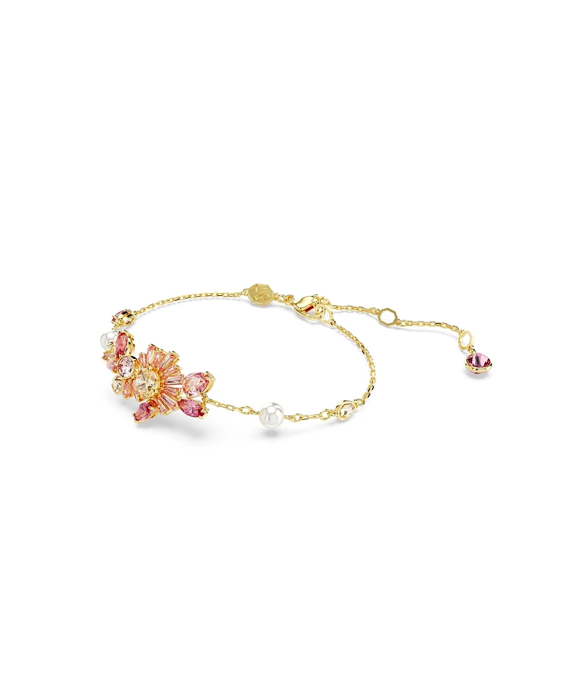 Swarovski Mixed Cuts, Flower, Pink, Gold-Tone Gema Bracelet