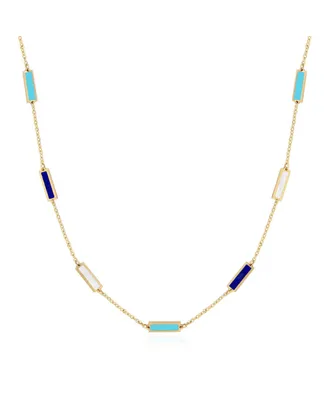 The Lovery Blue Mixed Bar Chain Necklace 14K Gold