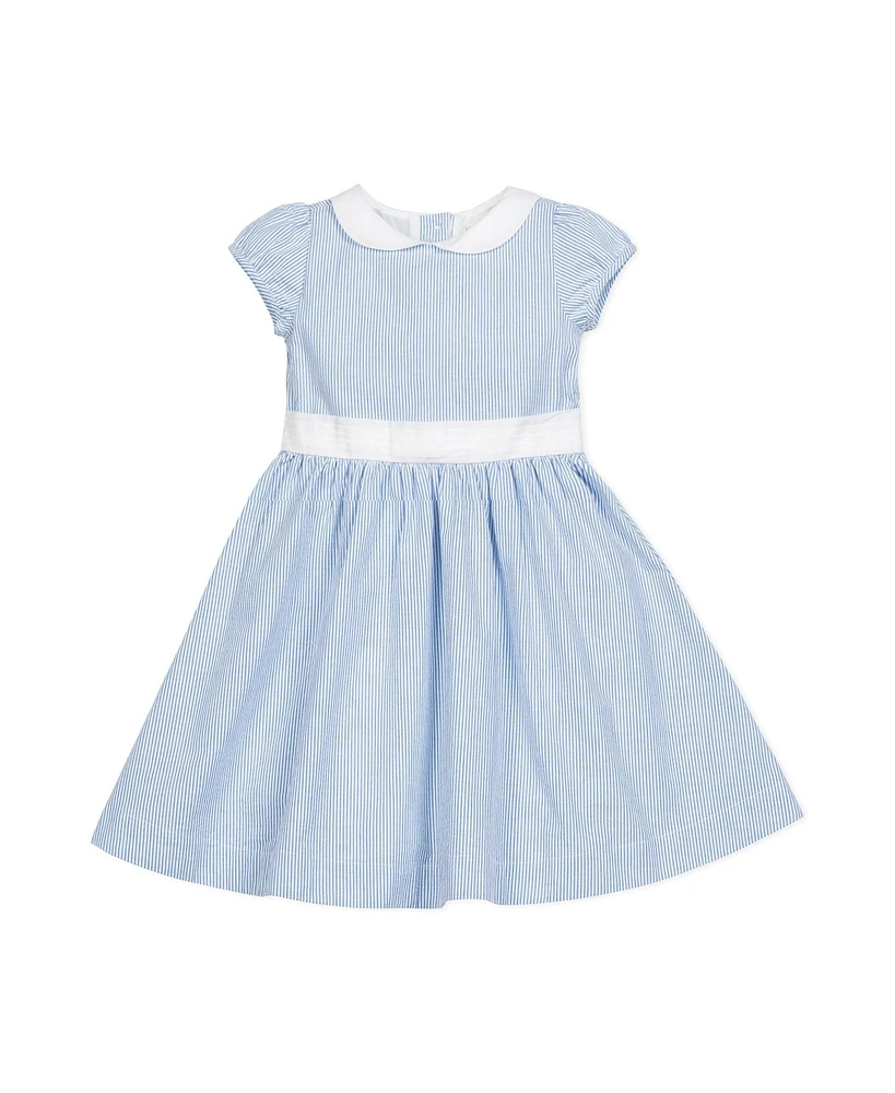 Hope & Henry Girls' Short Sleeve Seersucker Dress with Peter Pan Collar