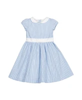 Hope & Henry Girls' Short Sleeve Seersucker Dress with Peter Pan Collar