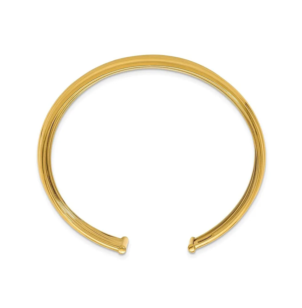 18k Yellow Gold Multi-row Cuff Bangle Bracelet