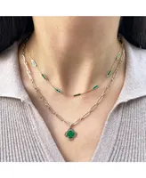 The Lovery Malachite Bar Chain Necklace 14K Gold