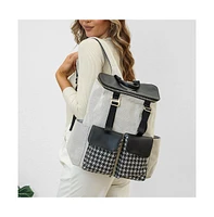 Sunveno White and Black Houndstooth Diaper Backpack