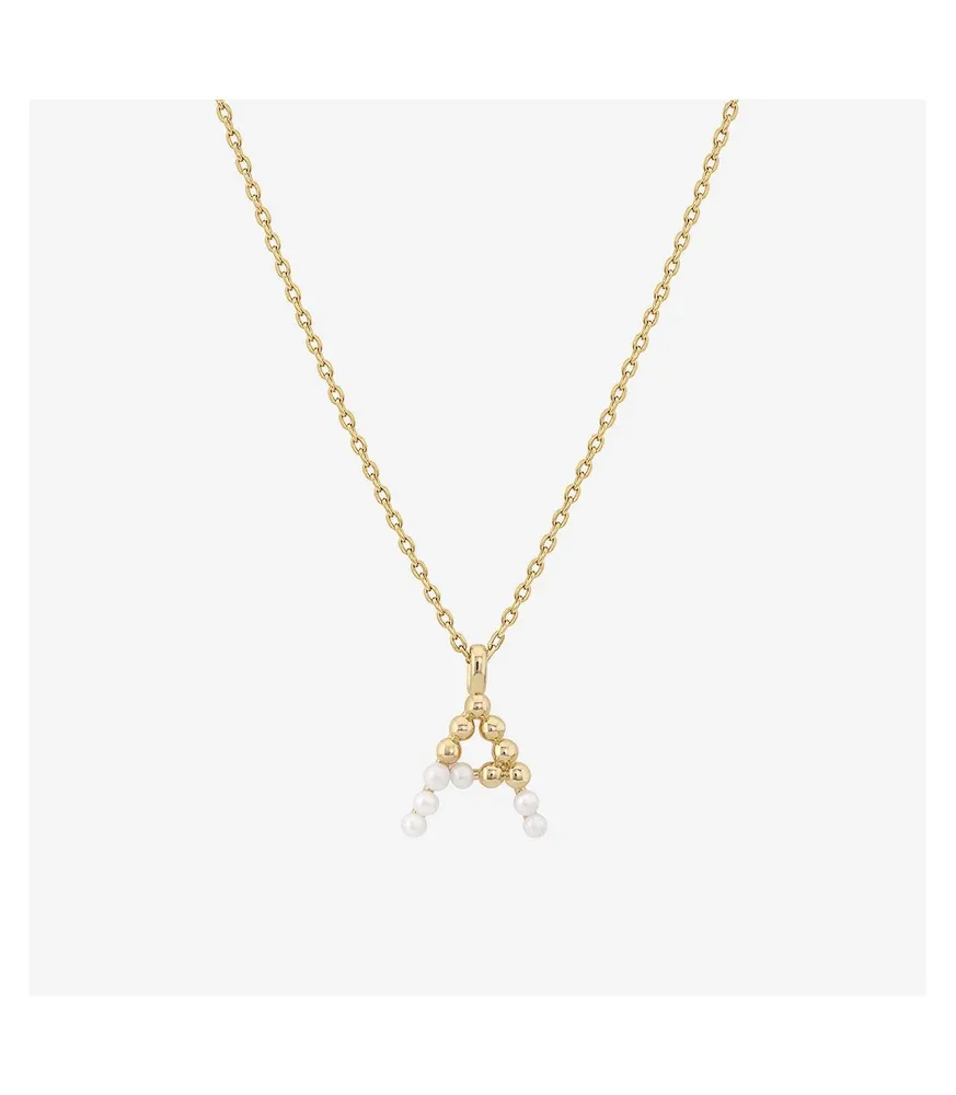 Bearfruit Jewelry Cultured Pearl Pave Initial Necklace